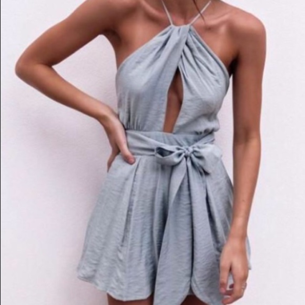 Brand new! Grey tie romper!